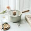 image:imageFIKA Kitchen Nonstick 17QT Sauce Pan with Glass Lid Butter Warmer Melting Saucepot Induction Compatible Cookware Healthy Cooking Ceramic Coating Pot with Wood Handle Made in Korea 7 18cm