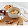image:imageFIKA Kitchen Nonstick 17QT Sauce Pan with Glass Lid Butter Warmer Melting Saucepot Induction Compatible Cookware Healthy Cooking Ceramic Coating Pot with Wood Handle Made in Korea 7 18cm