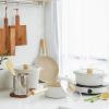 image:imageFIKA Kitchen Nonstick 17QT Sauce Pan with Glass Lid Butter Warmer Melting Saucepot Induction Compatible Cookware Healthy Cooking Ceramic Coating Pot with Wood Handle Made in Korea 7 18cm
