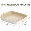 image:imageFIKA Kitchen Nonstick BBQ Grill Pan with Handle Healthy Cooking Ceramic Coating Griddle Pan Induction Compatible Barbeque Skillet Dishwasher amp Oven Safe Made in Korea 11 X 9811 X 98 Rectangular