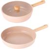image:imageNeoflam FIKA Kitchen 10Inch Nonstick Stir Frying Wok with Glass Lid Healthy Cooking Non Stick Ceramic Coating Skillet with Wood Handle Induction Compatible Multi Pan Made in Korea 26cm1011