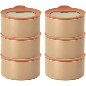 image:image6 Set FIKA One Kitchen Ceramic Round Food Container Set with Glass Lid Porcelain Prep Mixing amp Serving Bowls Microwave Oven amp Dishwasher Safe Storage Home Deco Canister 200ml  021qt  7ozRose Pink