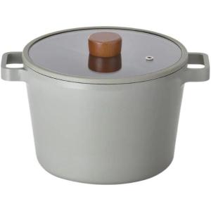 image:imageFIKA Kitchen Nonstick 27QT Stock Pot with Glass Lid Healthy Cooking Ceramic Non Stick Casserole Induction Compatible Cookware Gray Color Made in Korea 22cm CasseroleDeep Pot
