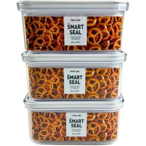 image:imageNeoflam Airtight Smart Seal Food Storage Container Set of 3  Crystal Clear Body  Modular Stackable Nestable Design  Easy to Clean BPA Free 175L Rectangular073L