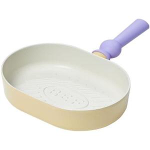 image:imageNeoflam Better Finger Macaroon Color Cast Aluminum Oval Grillpan 10 inch Yellow Induction IH No Lid