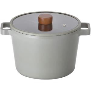 image:imageNeoflam FIKA 49QT 22cm Ivory IH Deep Stock Pot with Glass Lid Impact Induction HeatingMid Night