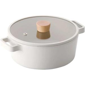image:imageNeoflam FIKA 9inch 24cm 40QT Ivory IH Stock Pot with Glass Lid Impact Induction Heating4 Quarts