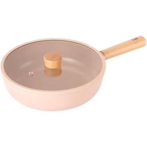 image:imageNeoflam FIKA Kitchen 10Inch Nonstick Stir Frying Wok with Glass Lid Healthy Cooking Non Stick Ceramic Coating Skillet with Wood Handle Induction Compatible Multi Pan Made in Korea 26cm10