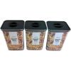 image:imageNeoflam Airtight Smart Seal Food Storage Container Set of 3  Crystal Clear Body matte Black Lid  Modular Stackable Nestable Design  Easy to Clean BPA Free Rectangle 175L27L