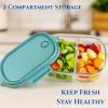 image:imageNeoflam 12Pieces Airtight Kitchen 2 Compartment Storage Oval Bento Glass Food Container with Vent Microwave Meal Prep Canister Dishwasher and Oven Safe 37 oz  11 Liter  46 cups37oz