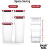 image:imageNeoflam 16 Set Kitchen Pantry Airtight Smart Seal Square Dry Food Storage with Lid BPA Free Modular Stackable Clear Canister for Cereal Sugar Flour Snack Coffee Pasta Spaghetti ContainerClear
