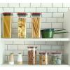 image:imageNeoflam 16 Set Kitchen Pantry Airtight Smart Seal Square Dry Food Storage with Lid BPA Free Modular Stackable Clear Canister for Cereal Sugar Flour Snack Coffee Pasta Spaghetti ContainerClear
