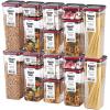 image:imageNeoflam 16 Set Kitchen Pantry Airtight Smart Seal Square Dry Food Storage with Lid BPA Free Modular Stackable Clear Canister for Cereal Sugar Flour Snack Coffee Pasta Spaghetti ContainerClear