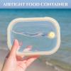 image:imageNeoflam 2 Compartment Glass Food Container with Airtight Lid  Divided Oval Bento Lunch Box with Vent Reusable Meal Prep Storage Microwave Oven amp Dishwasher Safe 37 oz 11 Liter 46 cups39oz