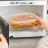 image:imageNeoflam 2 Compartment Glass Food Container with Airtight Lid  Divided Oval Bento Lunch Box with Vent Reusable Meal Prep Storage Microwave Oven amp Dishwasher Safe 37 oz 11 Liter 46 cups39oz