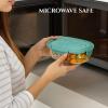 image:imageNeoflam 2 Compartment Glass Food Container with Airtight Lid  Divided Oval Bento Lunch Box with Vent Reusable Meal Prep Storage Microwave Oven amp Dishwasher Safe 37 oz 11 Liter 46 cups37oz