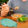 image:imageNeoflam 2 Compartment Glass Food Container with Airtight Lid  Divided Oval Bento Lunch Box with Vent Reusable Meal Prep Storage Microwave Oven amp Dishwasher Safe 37 oz 11 Liter 46 cups37oz