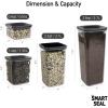 image:imageNeoflam Airtight Smart Seal Food Storage Container Set of 3  Crystal Clear Body Matte Black Lid  Modular Stackable Nestable Design  Easy to Clean BPA Free Square 14L06L