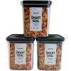 image:imageNeoflam Airtight Smart Seal Food Storage Container Set of 3  Crystal Clear Body Matte Black Lid  Modular Stackable Nestable Design  Easy to Clean BPA Free Square 14L14L