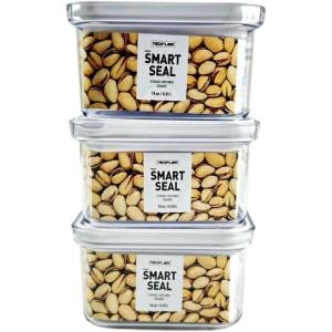 image:imageNeoflam Airtight Smart Seal Food Storage Container Set of 3  Crystal Clear Body  Modular Stackable Nestable Design 27L Square06L