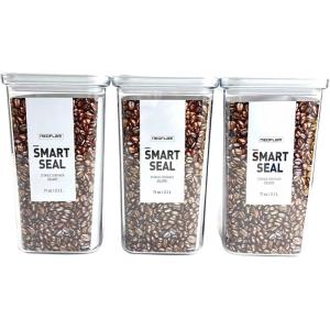 image:imageNeoflam Airtight Smart Seal Food Storage Container Set of 3  Crystal Clear Body  Modular Stackable Nestable Design 27L Square21L