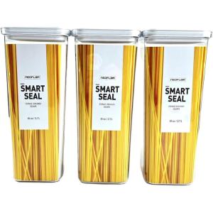 image:imageNeoflam Airtight Smart Seal Food Storage Container Set of 3  Crystal Clear Body  Modular Stackable Nestable Design 27L Square27L