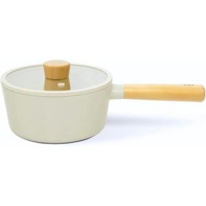 image:imageNEOFLAM FIKA 17QT Nonstick Sauce Pan with Glass Lid Butter Warmer Melting Saucepot Induction Wood Handle Made in Korea 7 18cm