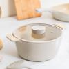 image:imageNEOFLAM Vulcan Ivory Double Handle Stockpot with Glass Lid 4Qt 95 Cast Aluminum Lightweight Ceramic Nonstick Pot PFAS PFOA Free Dishwasher Safe Induction Ready Made in Korea