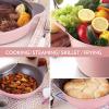 image:imageNeoflam Eela 7pc Ceramic Coated Nonstick Cookware PotsampPan Set with Saucepan Frying Pan Casserole Stockpot Glass Lids Silicone Hot Handle Holder Included 7PiecePink