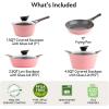 image:imageNeoflam Eela 7pc Ceramic Coated Nonstick Cookware PotsampPan Set with Saucepan Frying Pan Casserole Stockpot Glass Lids Silicone Hot Handle Holder Included 7PiecePink