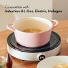 image:imageNeoflam Retro 5Piece Ceramic Nonstick Cookware Set PFOA Free Pots and Pans with Integrated Steam Vent Lid knob prevents boil over and Heat Resistant Silicone Grips for safer cooking at kitchen PinkPink