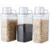 image:imageNeoflam 3 Set Airtight Kitchen Pantry Dry Food Container with Handle Dog Cat Pet Feed Dispenser with Measuring Cup Refrigerator Cabinet Organization for Cereal Rice Grain Pasta 44 oz 1300ml61 oz