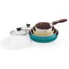 image:imageNeoflam Midas PLUS 9pc Nonstick Cast Aluminum Cookware Set PFOA Free Kitchenware with SaucepanFrying PanStoveOven Pot Tempered Glass Lid and Smart Detachable HandleOven SafeSpaceSavingEmeraldMisty Forest