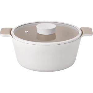 image:imageNEOFLAM Vulcan Ivory Double Handle Stockpot with Glass Lid 4Qt 95 Cast Aluminum Lightweight Ceramic Nonstick Pot PFAS PFOA Free Dishwasher Safe Induction Ready Made in Korea