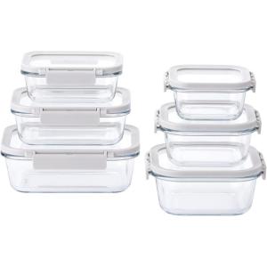 image:imageNeoflam 6Piece Comodo Glass Food Storage Containers with Lids  Airtight Stackable Meal Prep Set  BPAFree Microwave Oven Air Fryer Freezer Safe  Reusable Glass Containers for Home amp Office