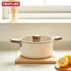 image:imageBien 5Piece Kitchen Nonstick Cookware Set with Lid Healthy Cooking Ceramic Coating Pan with Wood Handle Pot with Lid Fast Full Induction Compatible Kitchenware Made in Korea