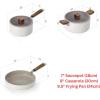 image:imageBien 5Piece Kitchen Nonstick Cookware Set with Lid Healthy Cooking Ceramic Coating Pan with Wood Handle Pot with Lid Fast Full Induction Compatible Kitchenware Made in Korea
