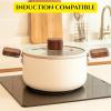 image:imageNeoflam Bien Kitchen 27QT Nonstick Stock Pot with Glass Lid  Ceramic Coated Casserole Dutch Oven for Healthy Cooking Induction Compatible Soup amp Stew Pot Made in Korea 8  20cm