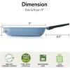 image:imageNeoflam Eela 11 Non Stick Grill Pan Griddle Square Stovetop Grill with Sear Ridges PFOA Free Ecolon Ceramic Coating for Skillet broil Fish Vegetables and Meat Scratch Resistant GreenDeep Blue