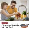 image:imageNeoflam Eela 11 Non Stick Grill Pan Griddle Square Stovetop Grill with Sear Ridges PFOA Free Ecolon Ceramic Coating for Skillet broil Fish Vegetables and Meat Scratch Resistant GreenOrangeBrown