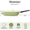 image:imageNeoflam Eela 11 Non Stick Grill Pan Griddle Square Stovetop Grill with Sear Ridges PFOA Free Ecolon Ceramic Coating for Skillet broil Fish Vegetables and Meat Scratch Resistant GreenOlive Green