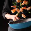 image:imageNeoflam Eela 12 Non Stick Chefs Wok with Glass Lid Stir Fry Pan and POFAFree Ceramic Coating for Cooking Saute Vegetables Meat Fish 12 inch Deep Blue Handle assemble requiredDeep Blue