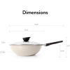 image:imageNeoflam Eela 12 Non Stick Chefs Wok with Glass Lid Stir Fry Pan and POFAFree Ceramic Coating for Cooking Saute Vegetables Meat Fish 12 inch Deep Blue Handle assemble requiredIvory