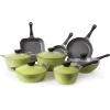 image:imageNeoflam Eela 25 QT Ceramic Nonstick Low Stockpot with Steam Releasing Lid in Olive Green