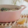image:imageNeoflam Retro 20QT Low Stock Pot with Lid  87 22cm Nonstick Ceramic Coated Casserole Pot for Soup Pasta Stew Dishwasher Safe Elegant Pink Cookware for Everyday Use Made in KoreaPink