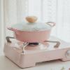 image:imageNeoflam Retro 20QT Low Stock Pot with Lid  87 22cm Nonstick Ceramic Coated Casserole Pot for Soup Pasta Stew Dishwasher Safe Elegant Pink Cookware for Everyday Use Made in KoreaPink