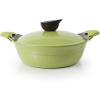 image:imageNeoflam Eela 25 QT Ceramic Nonstick Low Stockpot with Steam Releasing Lid in Olive Green