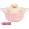 image:imageNeoflam Retro 3QT Stockpot with Lid  87 22cm Nonstick Ceramic Coated Casserole Saute Pot Dutch Oven with Silicone Handle Holder Dishwasher Safe Elegant Kitchen Cookware Made in KoreaPink