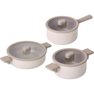 image:imageChou Chou Kitchen Essential 6Pieces Cookware Set with Lid Healthy Cooking Ceramic Coating 7 Saucepan 8 Casserole 95 Low Pot Induction Compatible Kitchenware Made in Korea3