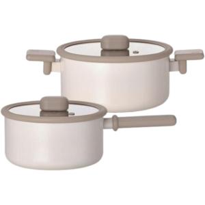 image:imageChou Chou Kitchen Essential 6Pieces Cookware Set with Lid Healthy Cooking Ceramic Coating 7 Saucepan 8 Casserole 95 Low Pot Induction Compatible Kitchenware Made in Korea2